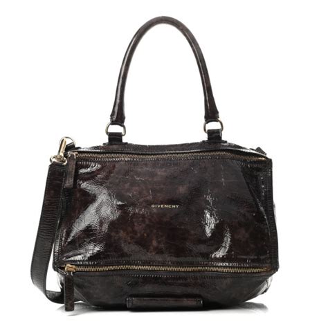 GIVENCHY Crinkled Patent Medium Pandora Bag Aubergine